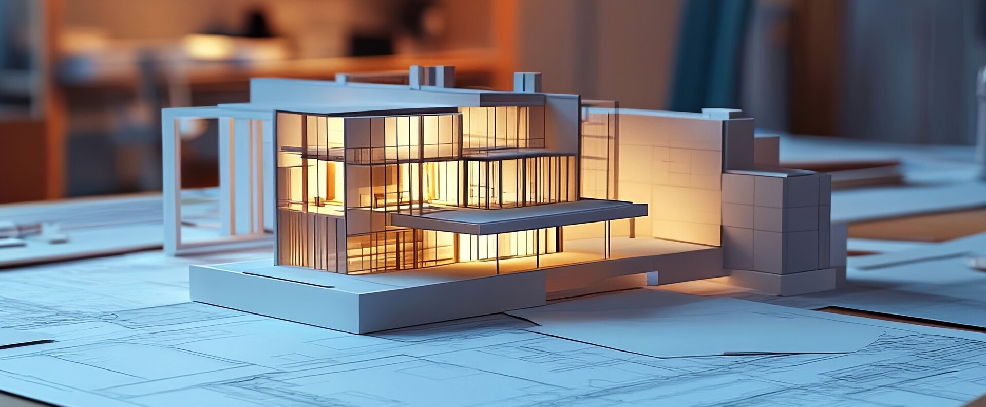 Architectural model of modern building